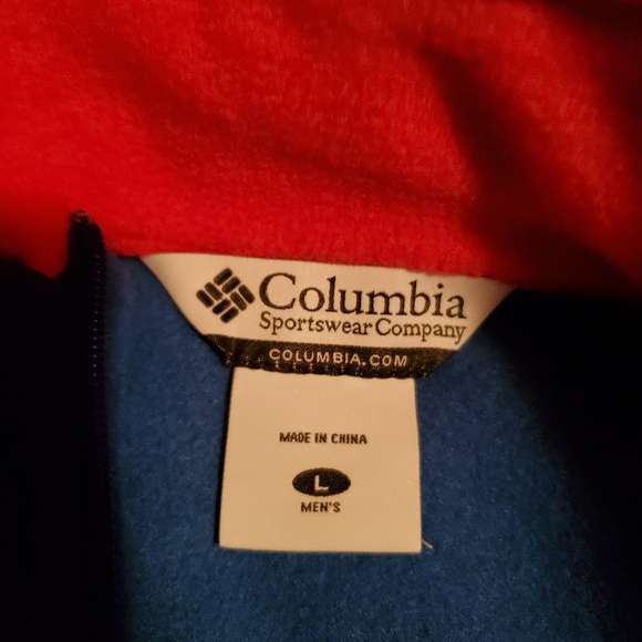 Mens Columbia Fleece jacket. Large.  Red and blue. NWT - Picture 4 of 5